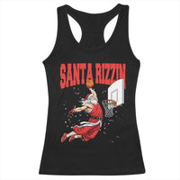Santa Basketball Christmas Racerback Tank Top He Is Rizzin - Wonder Print Shop