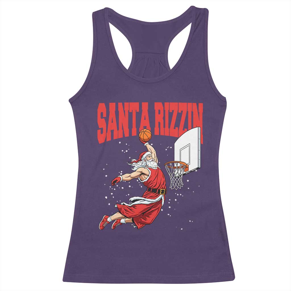 Santa Basketball Christmas Racerback Tank Top He Is Rizzin - Wonder Print Shop