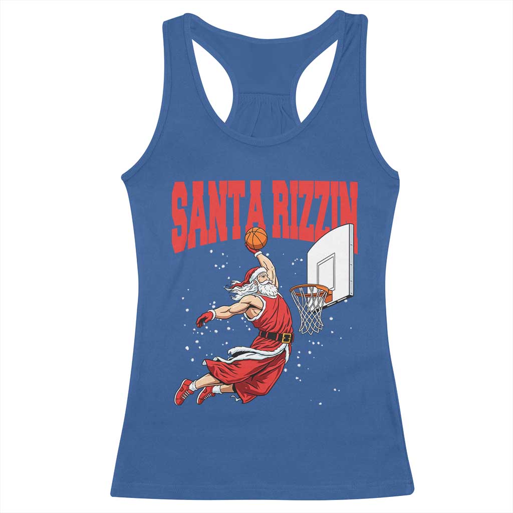 Santa Basketball Christmas Racerback Tank Top He Is Rizzin - Wonder Print Shop