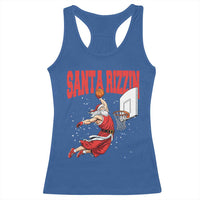 Santa Basketball Christmas Racerback Tank Top He Is Rizzin - Wonder Print Shop