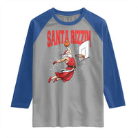 Santa Basketball Christmas Raglan Shirt He Is Rizzin - Wonder Print Shop