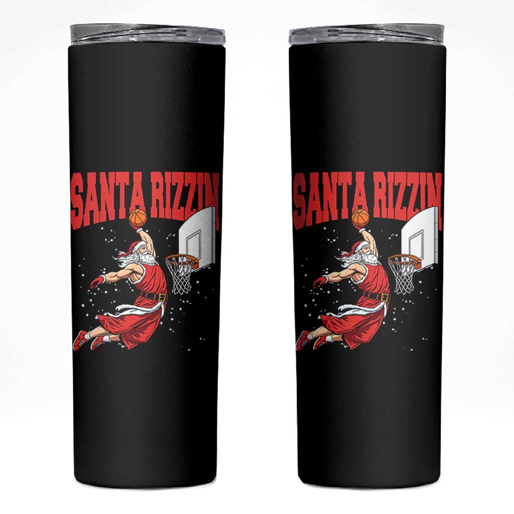 Santa Basketball Christmas Skinny Tumbler He Is Rizzin - Wonder Print Shop