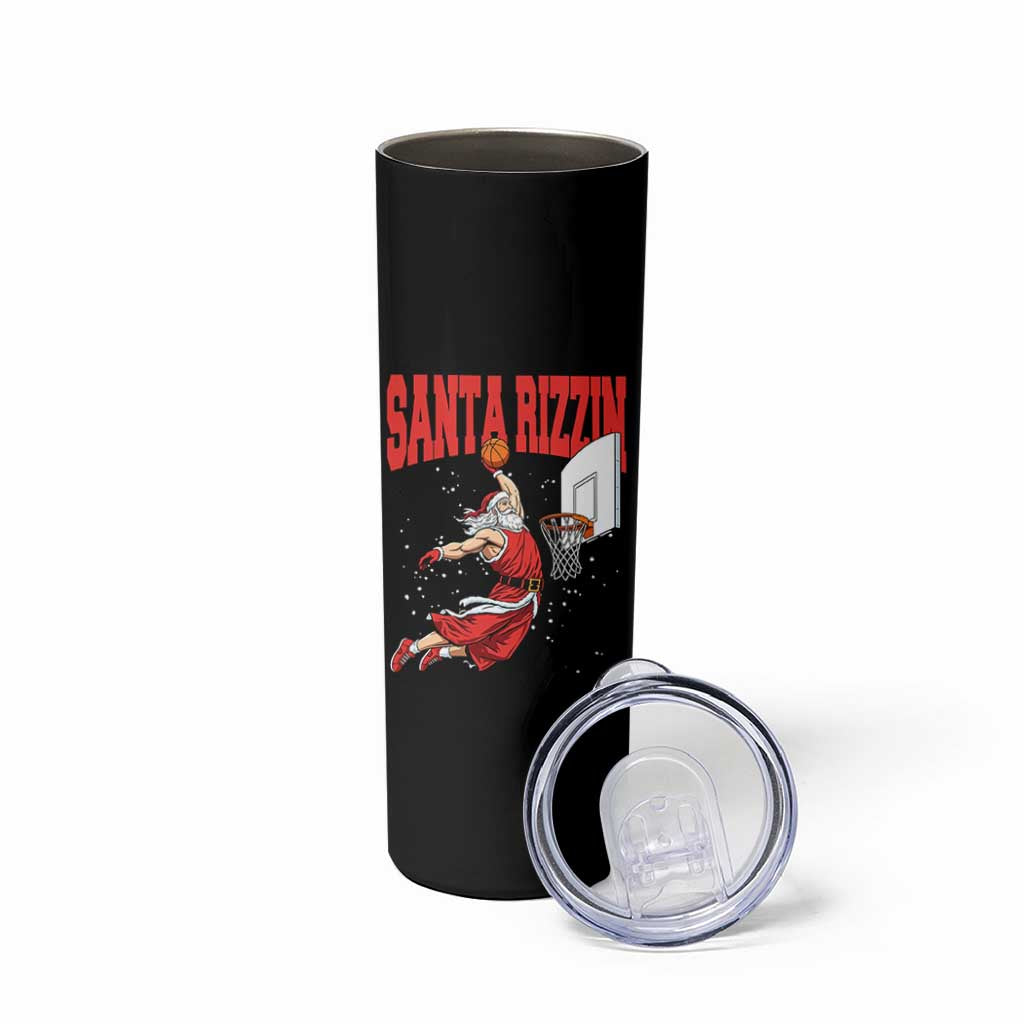 Santa Basketball Christmas Skinny Tumbler He Is Rizzin - Wonder Print Shop