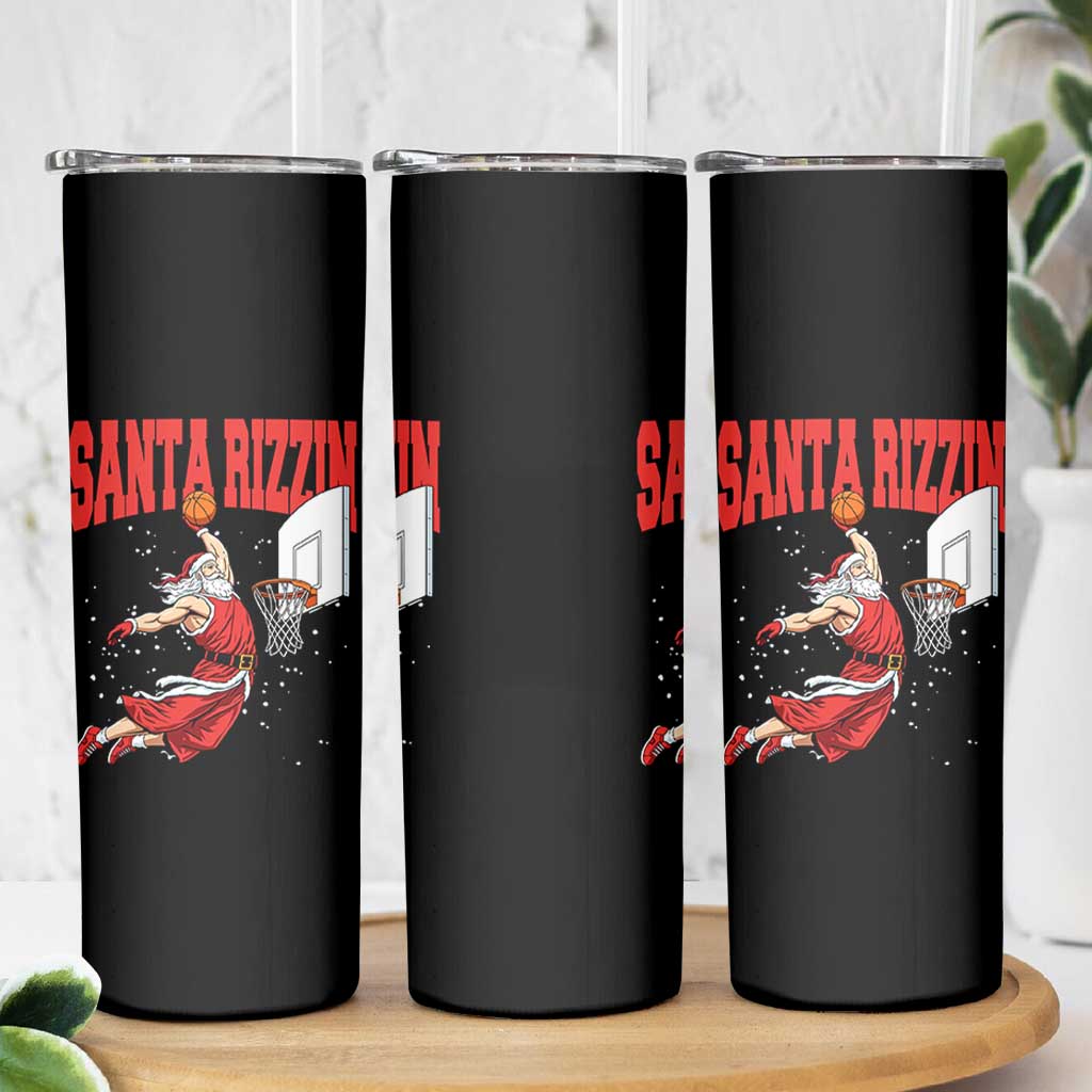 Santa Basketball Christmas Skinny Tumbler He Is Rizzin - Wonder Print Shop