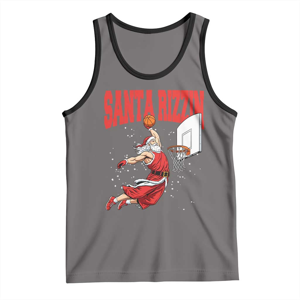 Santa Basketball Christmas Tank Top He Is Rizzin - Wonder Print Shop
