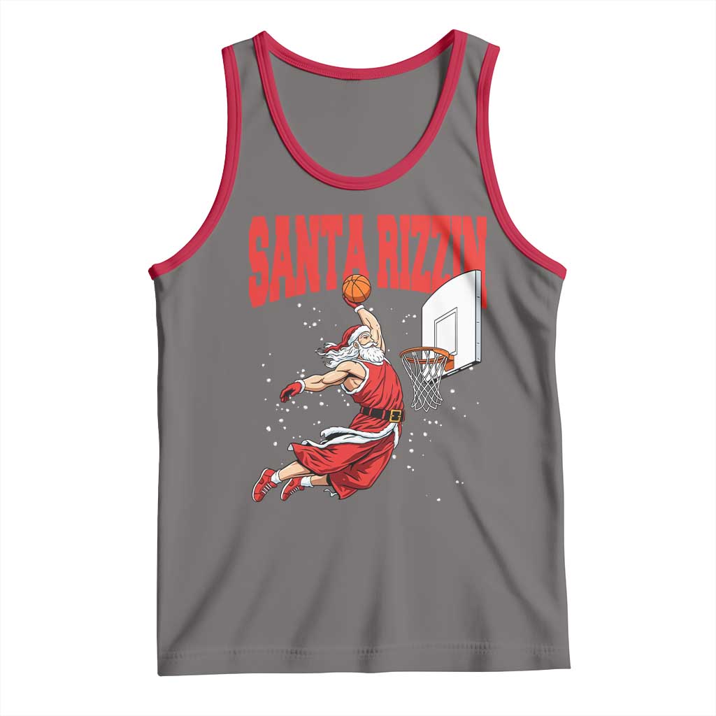 Santa Basketball Christmas Tank Top He Is Rizzin - Wonder Print Shop