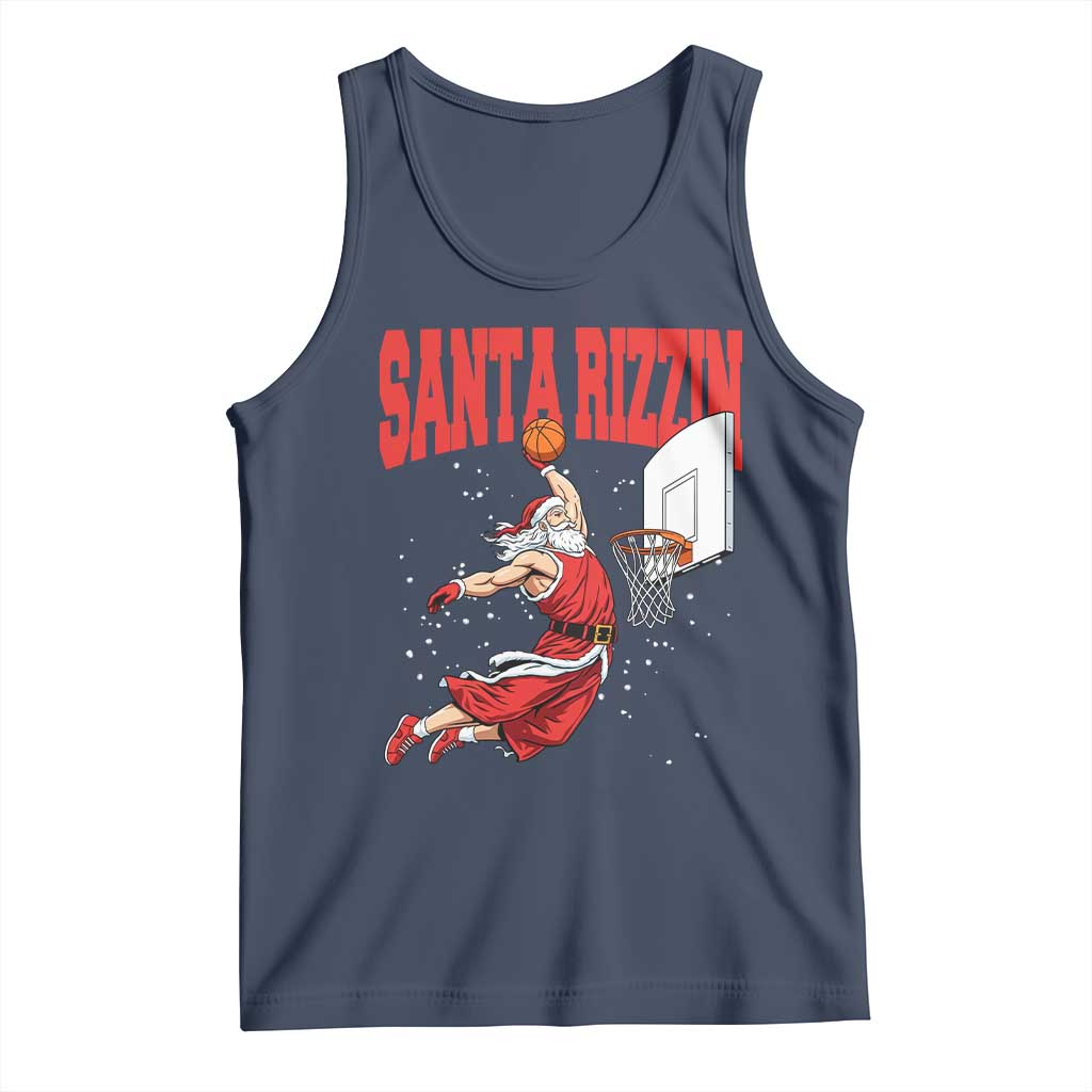 Santa Basketball Christmas Tank Top He Is Rizzin - Wonder Print Shop