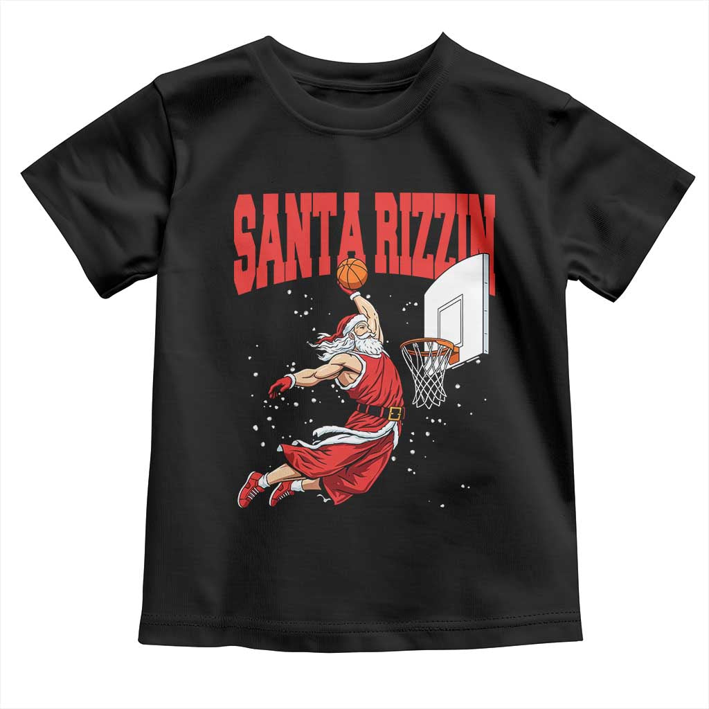 Santa Basketball Christmas Toddler T Shirt He Is Rizzin - Wonder Print Shop