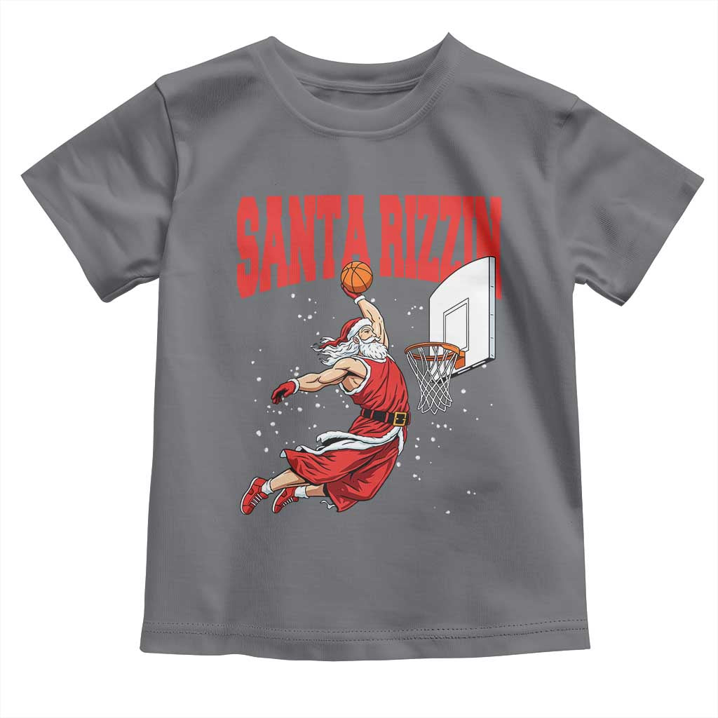 Santa Basketball Christmas Toddler T Shirt He Is Rizzin - Wonder Print Shop