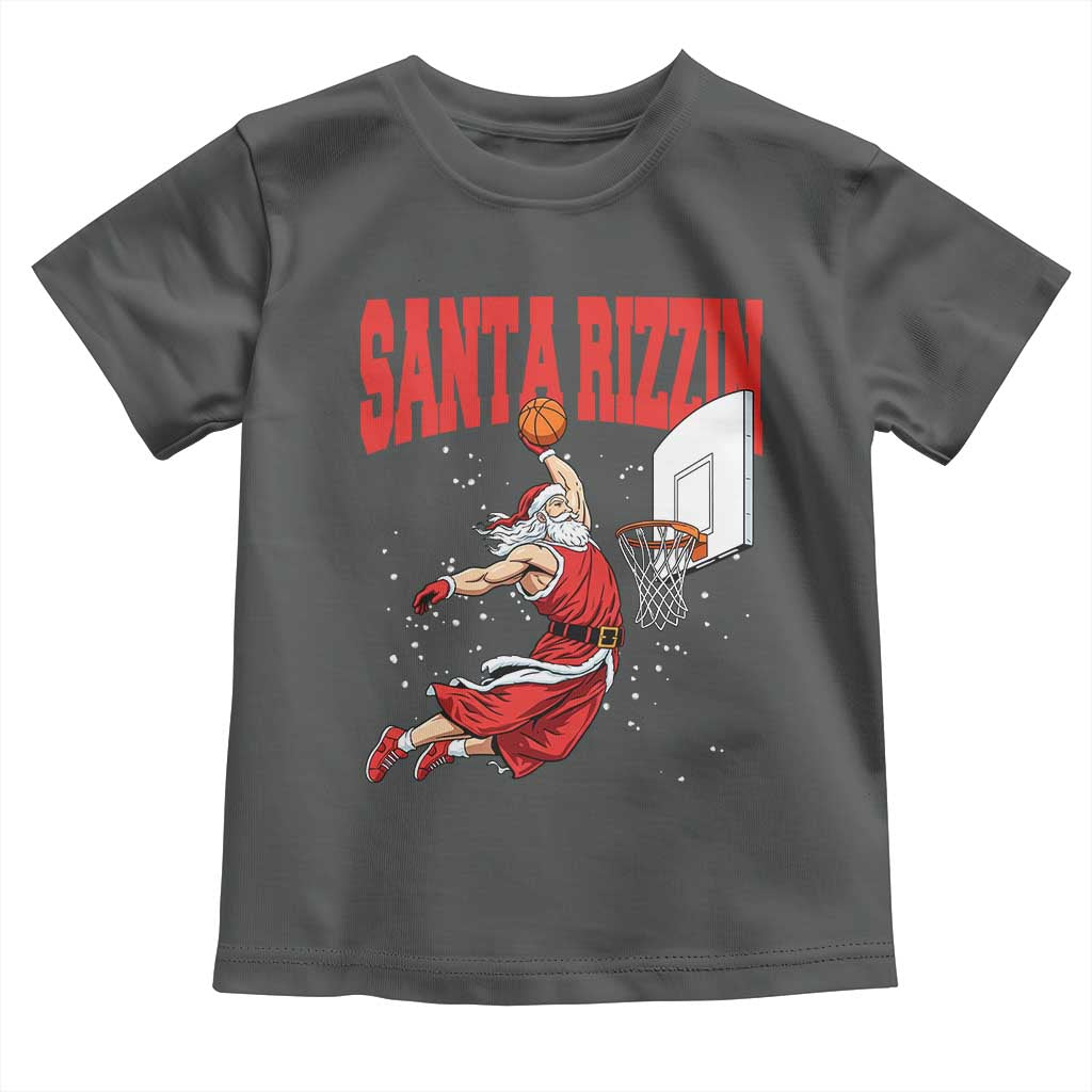 Santa Basketball Christmas Toddler T Shirt He Is Rizzin - Wonder Print Shop
