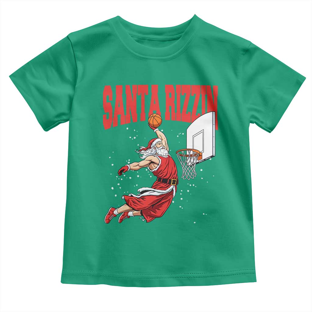 Santa Basketball Christmas Toddler T Shirt He Is Rizzin - Wonder Print Shop