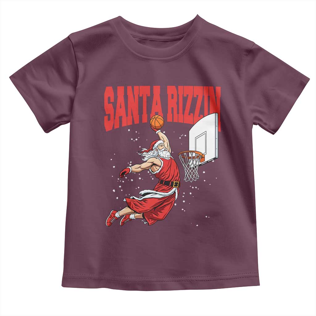 Santa Basketball Christmas Toddler T Shirt He Is Rizzin - Wonder Print Shop