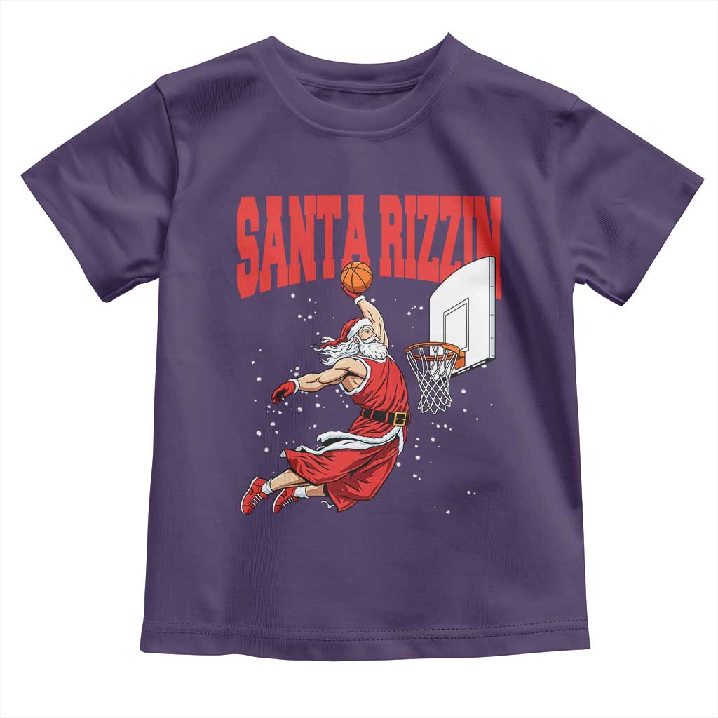 Santa Basketball Christmas Toddler T Shirt He Is Rizzin - Wonder Print Shop