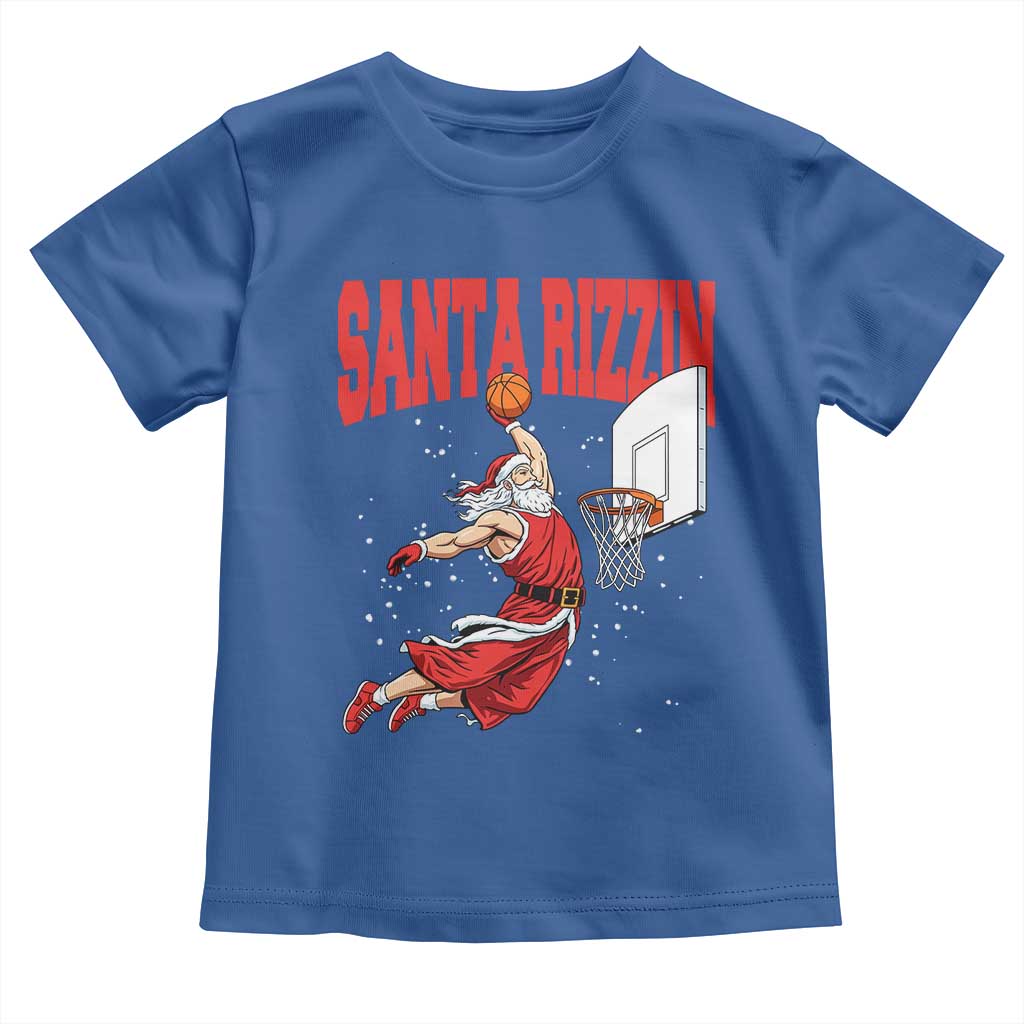 Santa Basketball Christmas Toddler T Shirt He Is Rizzin - Wonder Print Shop