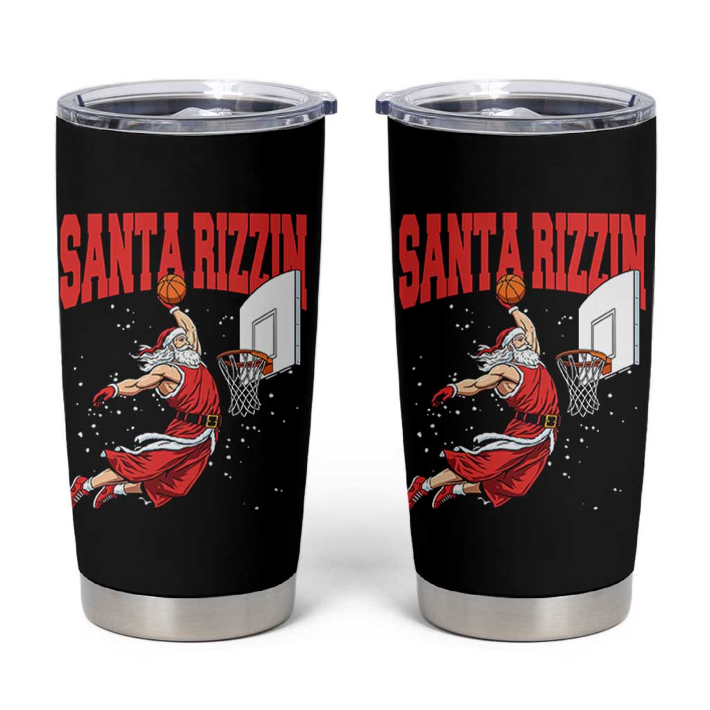 Santa Basketball Christmas Tumbler Cup He Is Rizzin - Wonder Print Shop