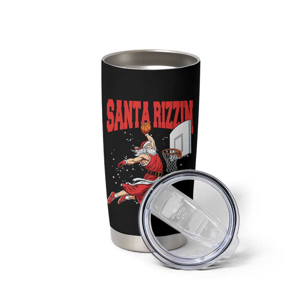 Santa Basketball Christmas Tumbler Cup He Is Rizzin - Wonder Print Shop