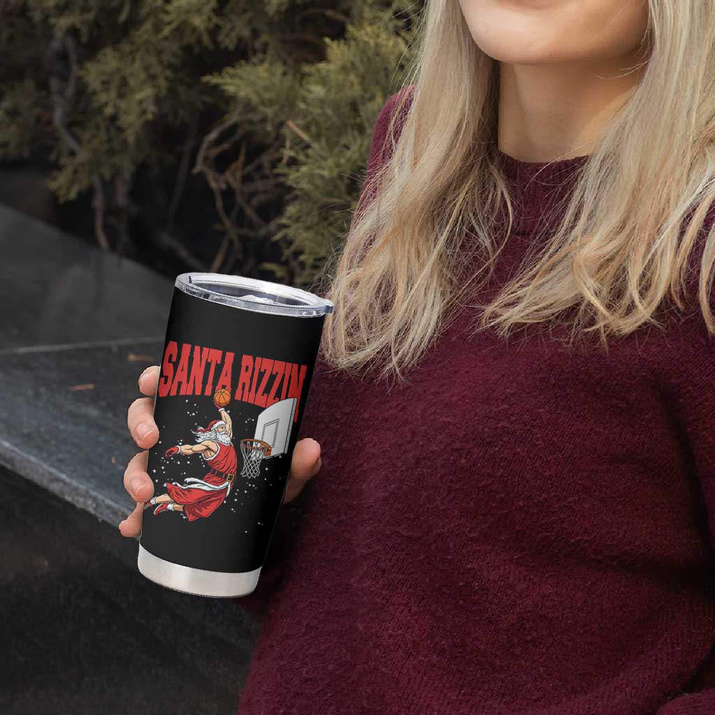 Santa Basketball Christmas Tumbler Cup He Is Rizzin - Wonder Print Shop