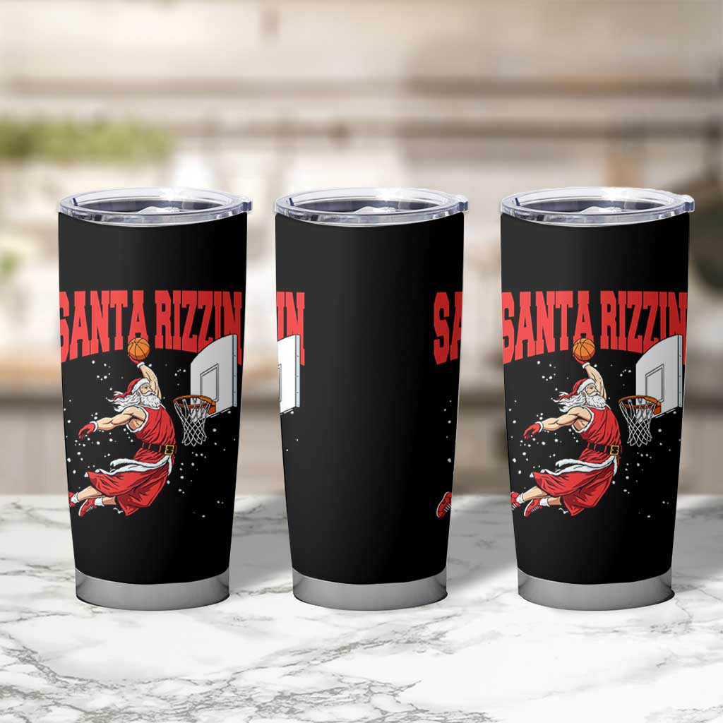 Santa Basketball Christmas Tumbler Cup He Is Rizzin - Wonder Print Shop
