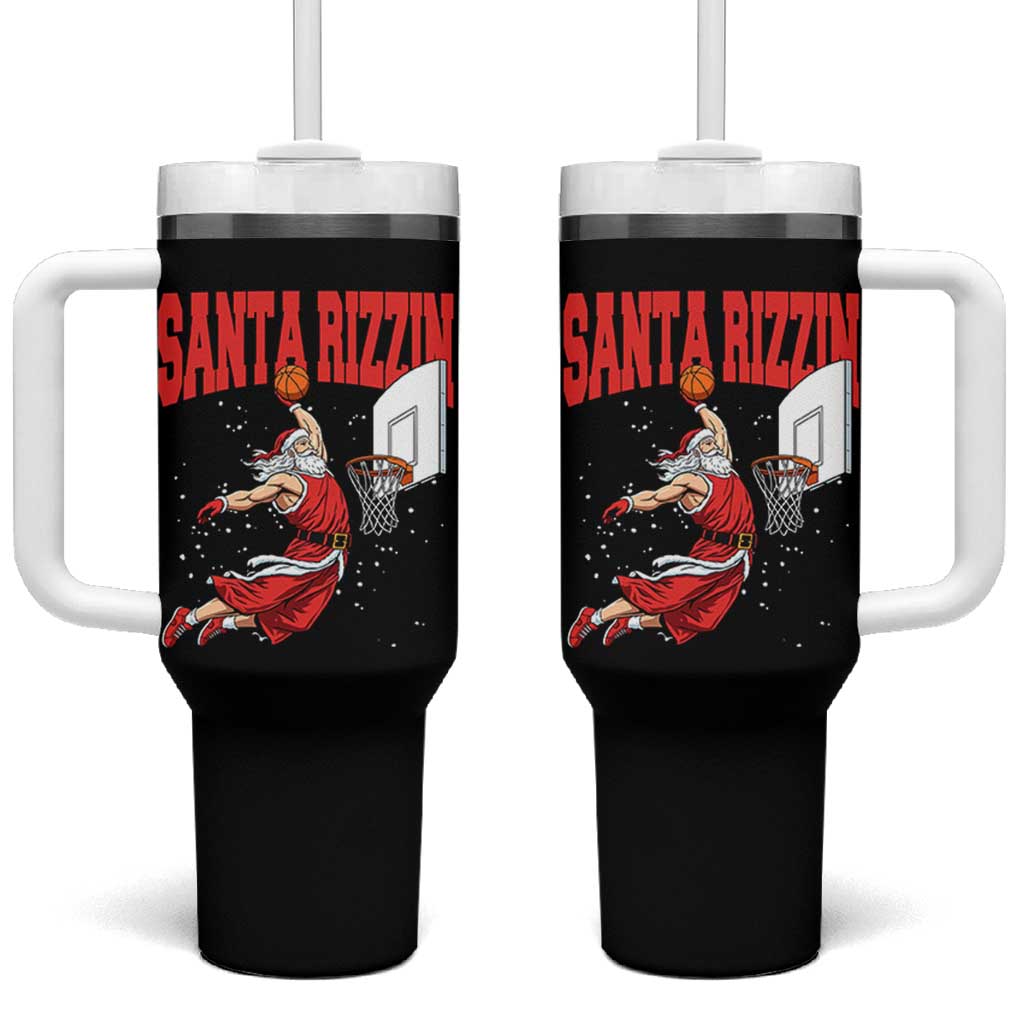 Santa Basketball Christmas Tumbler With Handle He Is Rizzin - Wonder Print Shop