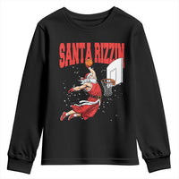Santa Basketball Christmas Youth Sweatshirt He Is Rizzin - Wonder Print Shop