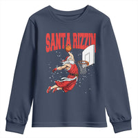 Santa Basketball Christmas Youth Sweatshirt He Is Rizzin - Wonder Print Shop