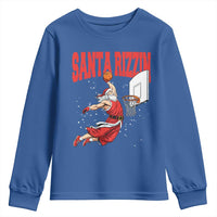 Santa Basketball Christmas Youth Sweatshirt He Is Rizzin - Wonder Print Shop