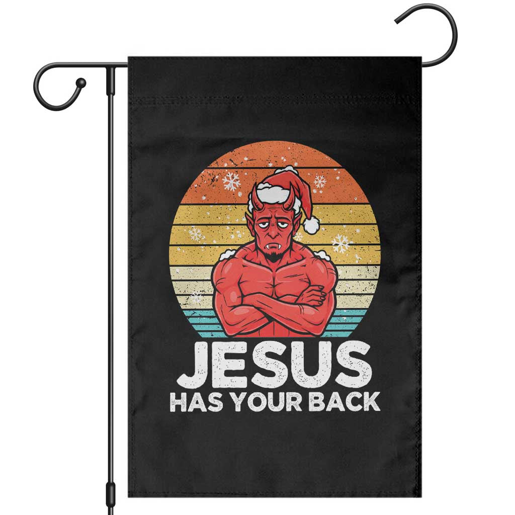 Funny Satan Christmas Garden Flag Jesus Has Your Back - Wonder Print Shop