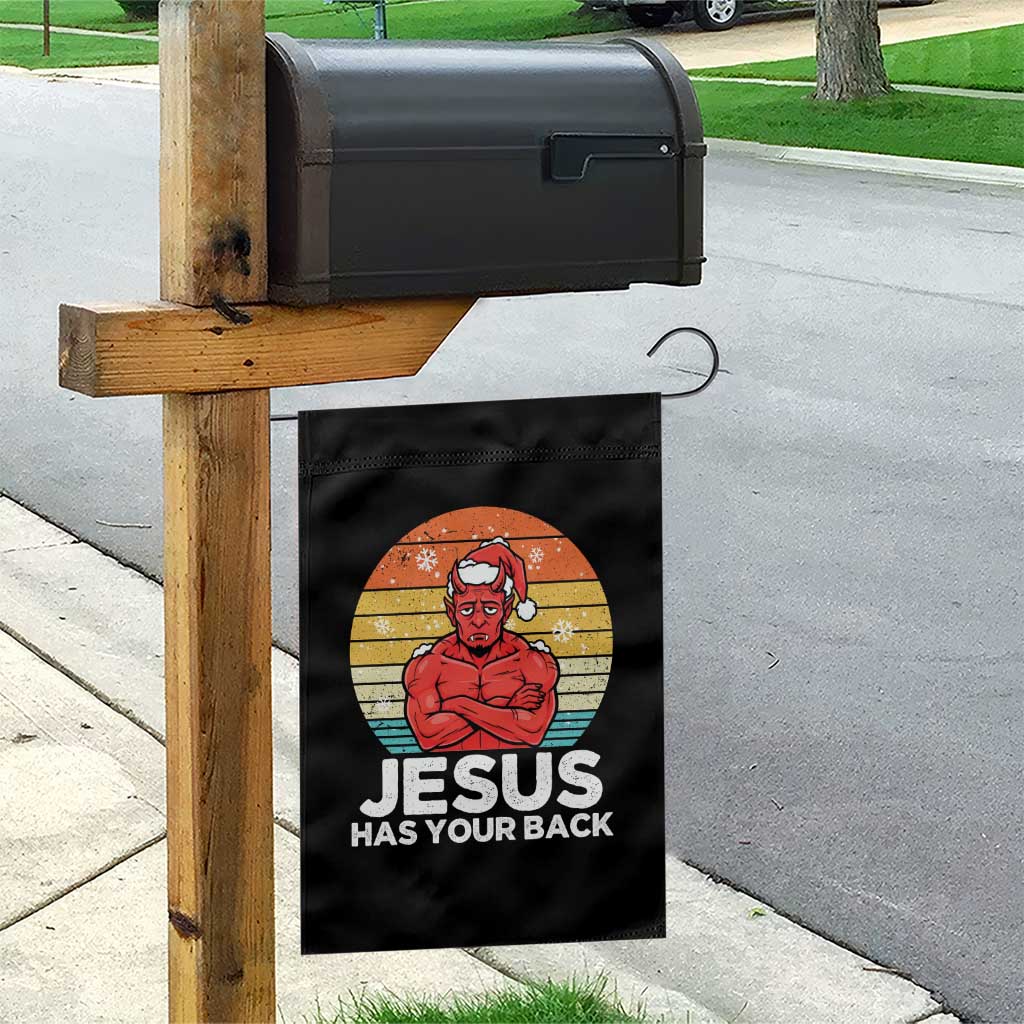 Funny Satan Christmas Garden Flag Jesus Has Your Back - Wonder Print Shop