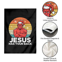 Funny Satan Christmas Garden Flag Jesus Has Your Back - Wonder Print Shop