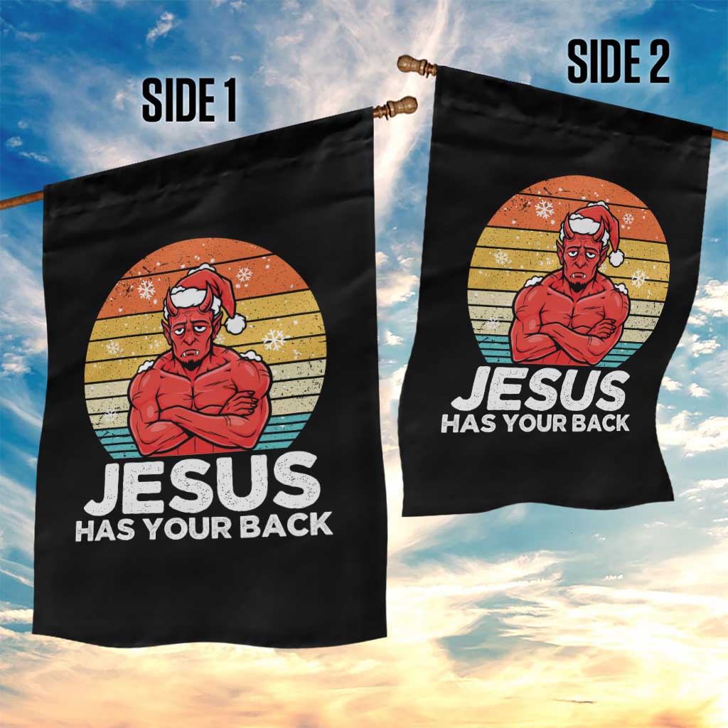 Funny Satan Christmas Garden Flag Jesus Has Your Back - Wonder Print Shop