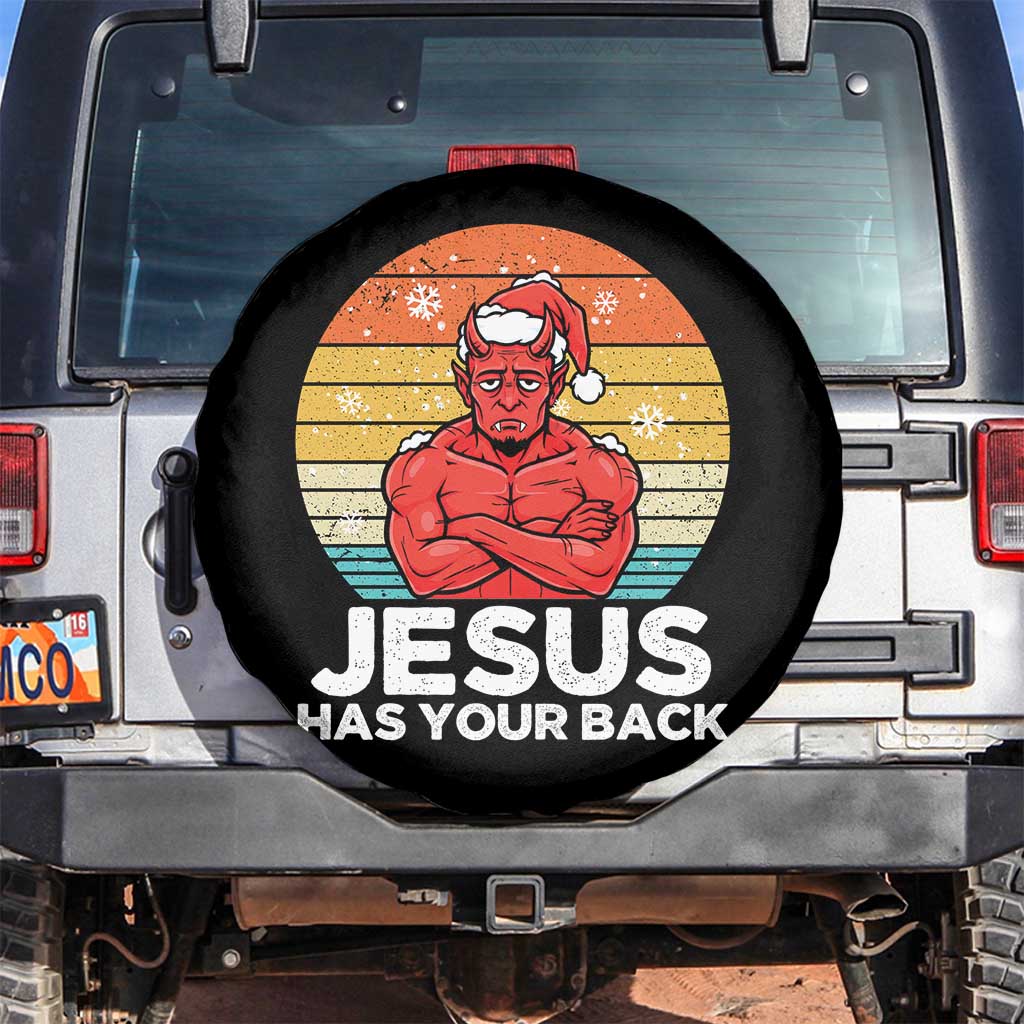 Funny Satan Christmas Spare Tire Cover Jesus Has Your Back - Wonder Print Shop