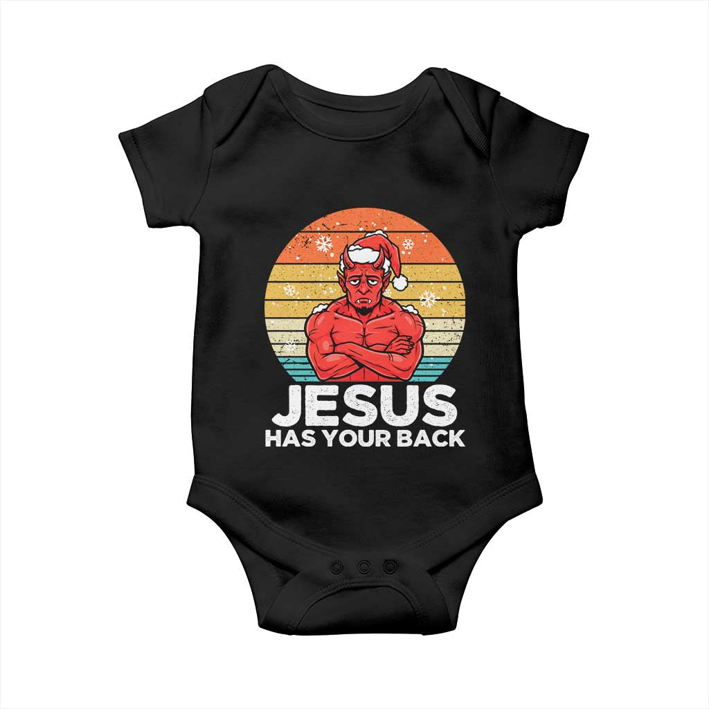 Funny Satan Christmas Baby Onesie Jesus Has Your Back - Wonder Print Shop