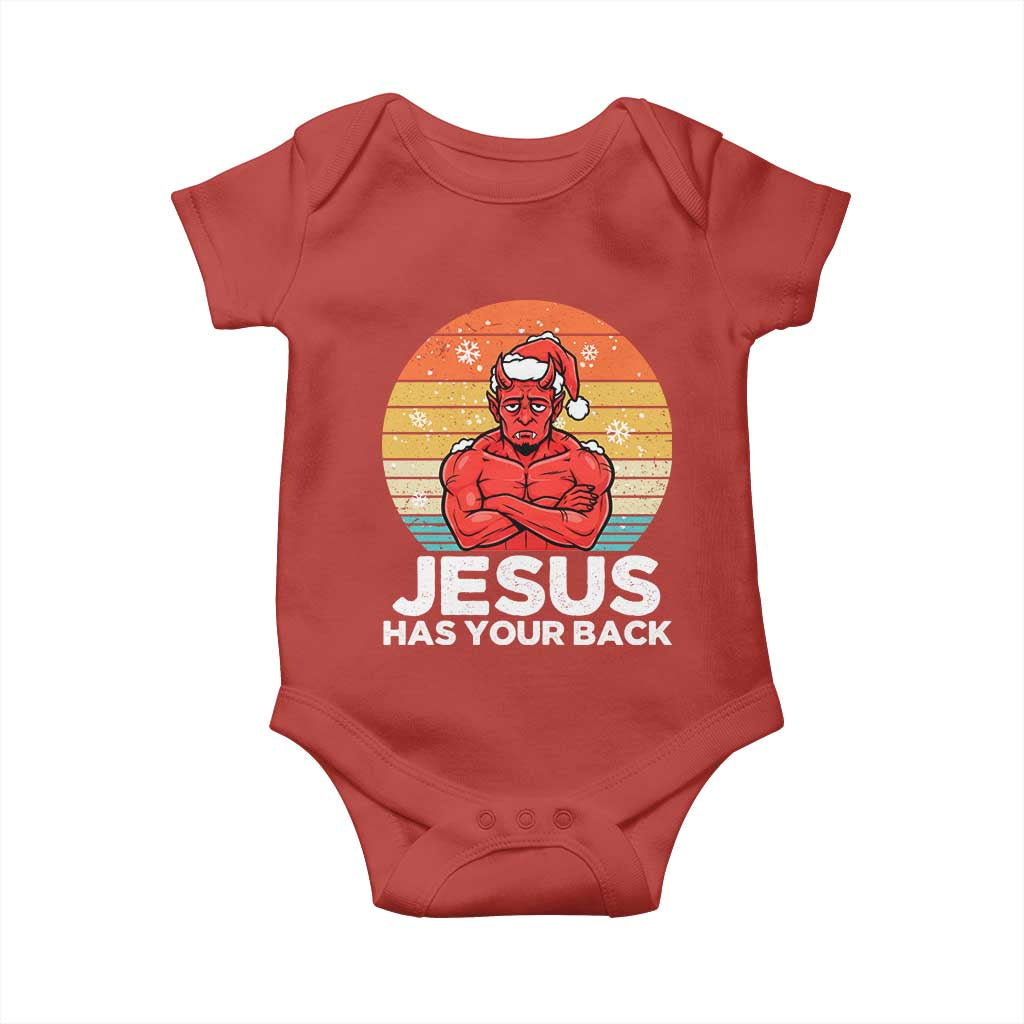 Funny Satan Christmas Baby Onesie Jesus Has Your Back - Wonder Print Shop