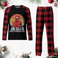 Funny Satan Christmas Plaid Pajama Set Jesus Has Your Back - Wonder Print Shop