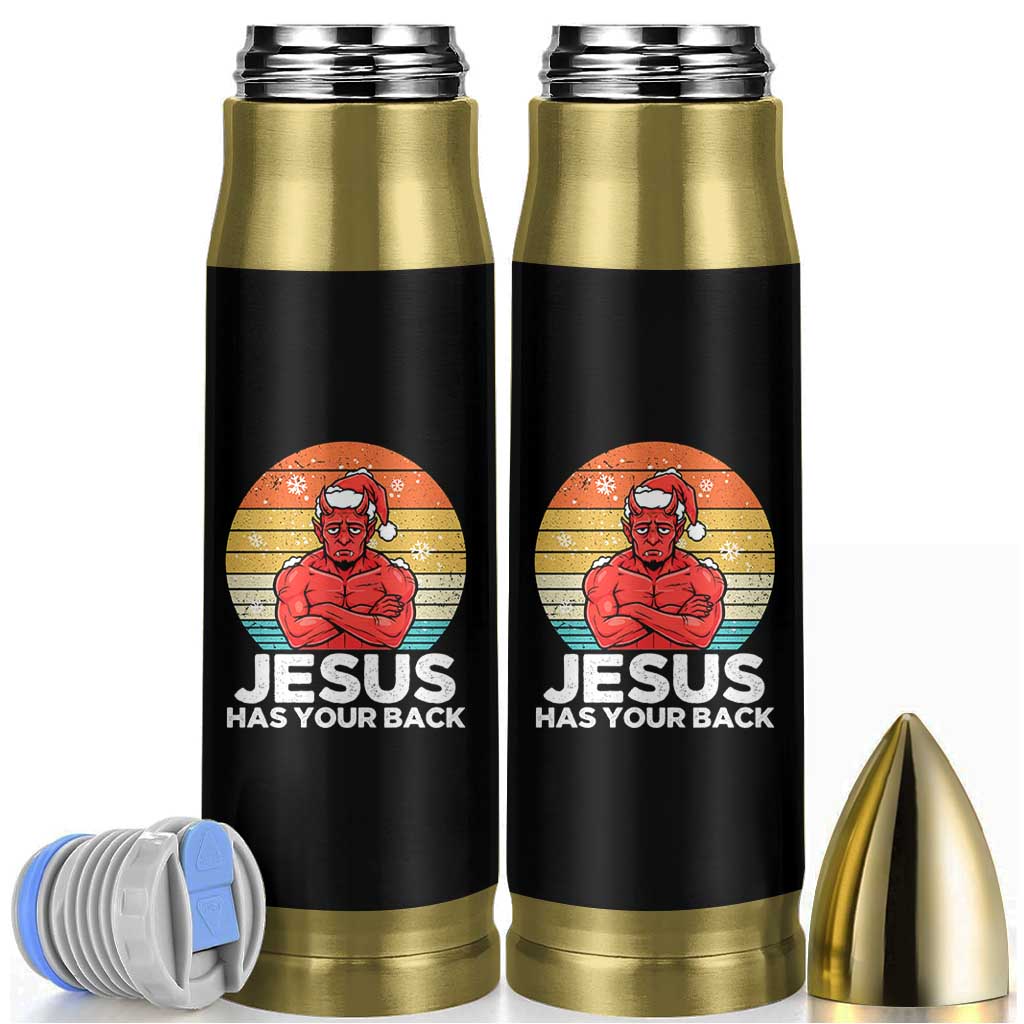Funny Satan Christmas Bullet Tumbler Jesus Has Your Back - Wonder Print Shop