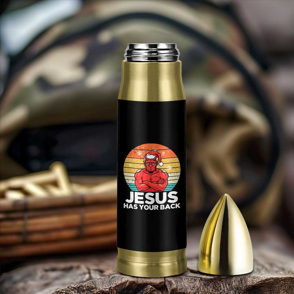 Funny Satan Christmas Bullet Tumbler Jesus Has Your Back - Wonder Print Shop