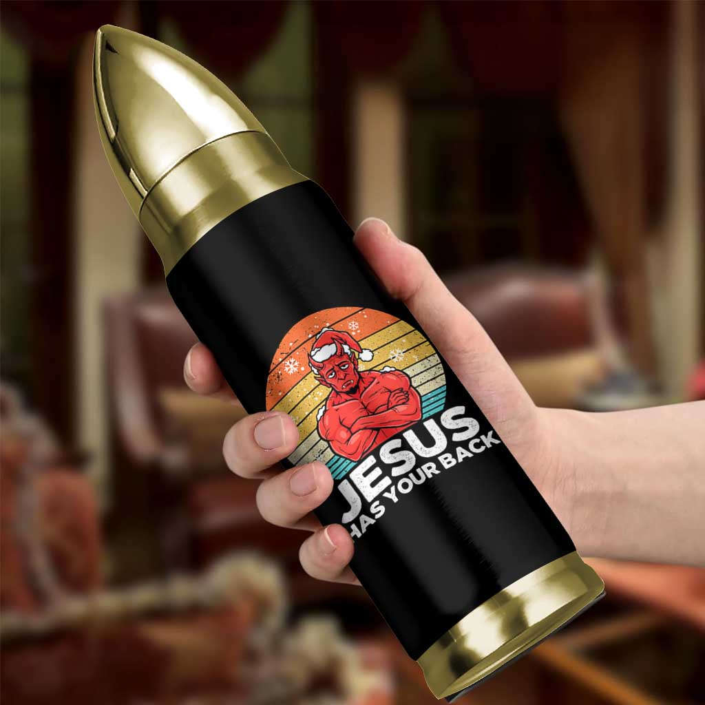Funny Satan Christmas Bullet Tumbler Jesus Has Your Back - Wonder Print Shop