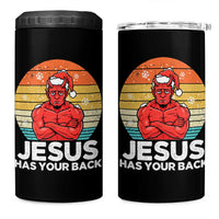 Funny Satan Christmas 4 in 1 Can Cooler Tumbler Jesus Has Your Back - Wonder Print Shop
