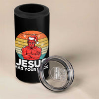 Funny Satan Christmas 4 in 1 Can Cooler Tumbler Jesus Has Your Back - Wonder Print Shop
