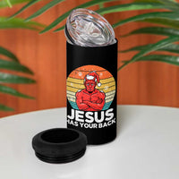 Funny Satan Christmas 4 in 1 Can Cooler Tumbler Jesus Has Your Back - Wonder Print Shop