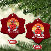 Funny Satan Xmas Ceramic Ornament Jesus Has Your Back - Wonder Print Shop