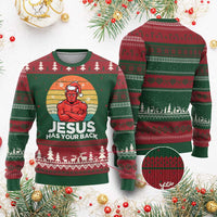Funny Satan Xmas Ugly Christmas Sweater Jesus Has Your Back - Wonder Print Shop