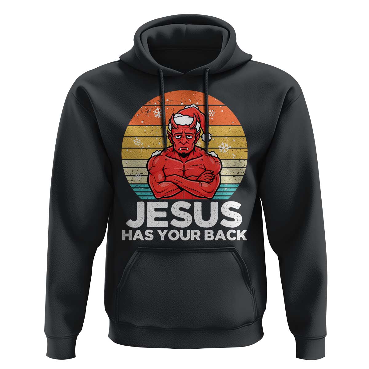 Funny Satan Christmas Hoodie Jesus Has Your Back - Wonder Print Shop