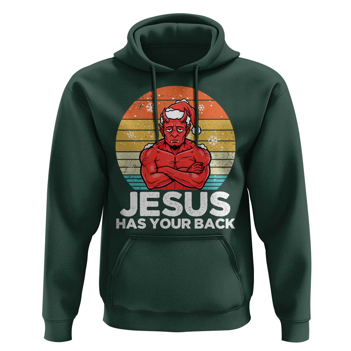 Funny Satan Christmas Hoodie Jesus Has Your Back - Wonder Print Shop