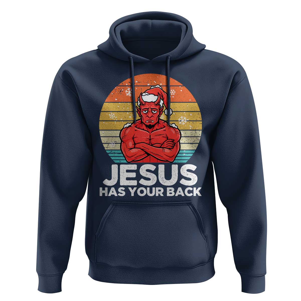 Funny Satan Christmas Hoodie Jesus Has Your Back - Wonder Print Shop