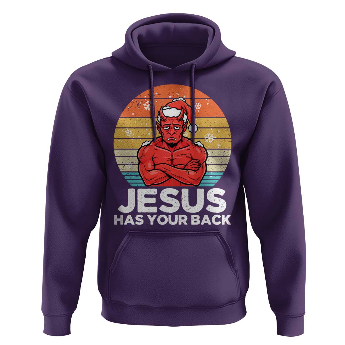 Funny Satan Christmas Hoodie Jesus Has Your Back - Wonder Print Shop