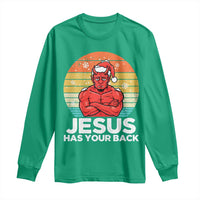 Funny Satan Christmas Long Sleeve Shirt Jesus Has Your Back - Wonder Print Shop
