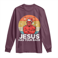 Funny Satan Christmas Long Sleeve Shirt Jesus Has Your Back - Wonder Print Shop