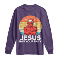 Funny Satan Christmas Long Sleeve Shirt Jesus Has Your Back - Wonder Print Shop