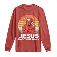 Funny Satan Christmas Long Sleeve Shirt Jesus Has Your Back - Wonder Print Shop